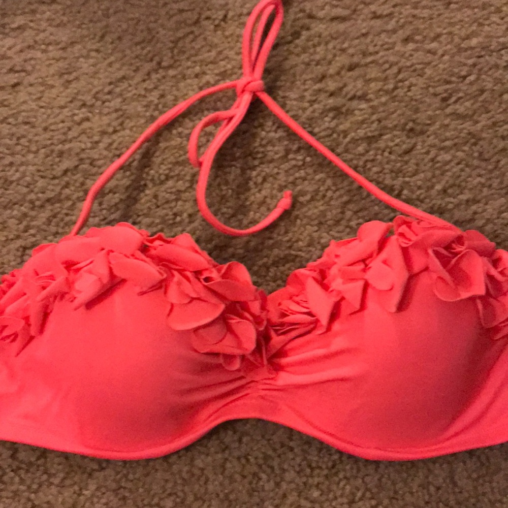VS coral ruffle bathing suit Top